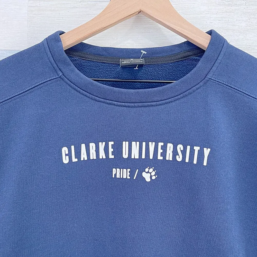 Nike Clarke University Crop Crewneck Navy Gray Two-Tone Women Medium